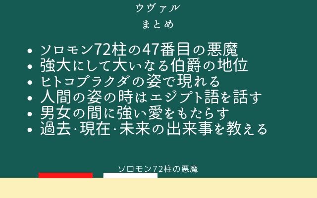 まとめ:　ウヴァルはこんな悪魔