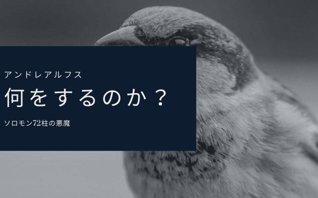 アンドレアルフス:　何をするのか？